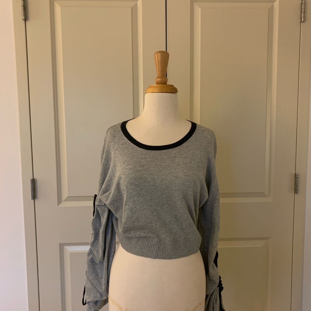 BCBGeneration Ruffle Sleeve Crop Sweater - Picture 4 of 8
